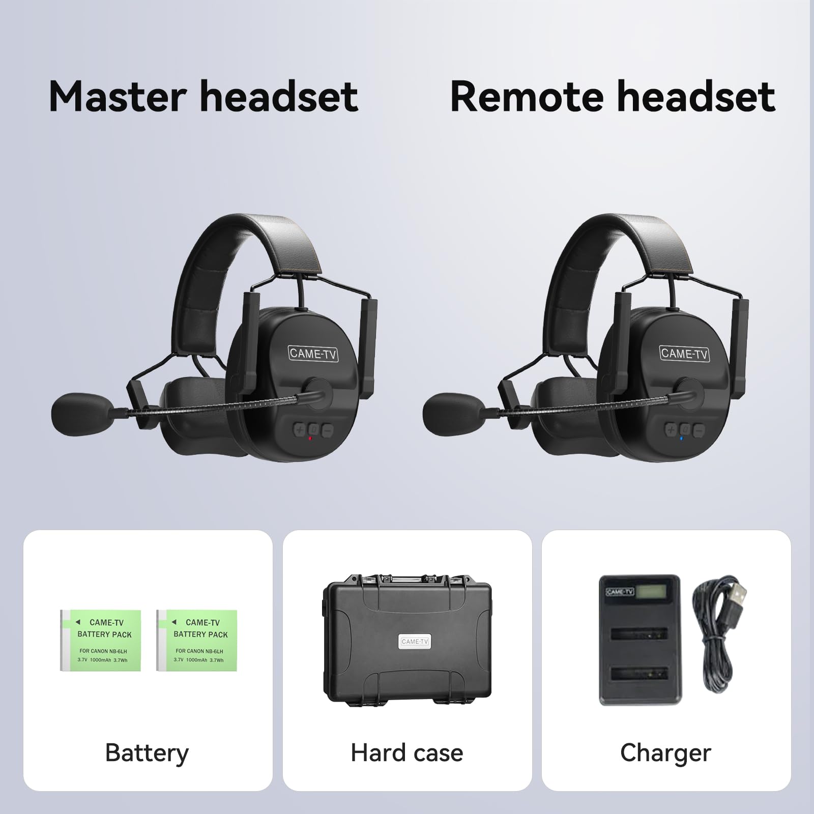 cametv Kuminik8 Wireless Intercom Headset System Noise Cancellation, 1500ft Team Communication Group Talk, Zero Delay Mute Function Single-Ear Headset Film Video Production Coach with HUB 9 Users — view 9