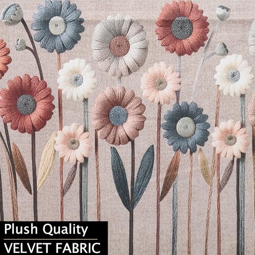 Image of Velvet 3 Seater Sofa Cover with 6 Seat and Back Covers, 2 Hand Rest Covers - Floral Daisy Print - Washable Fabric - Stylish Sofa Cover for Modern Living Room (Brown, 3 Seater With Arm Covers)