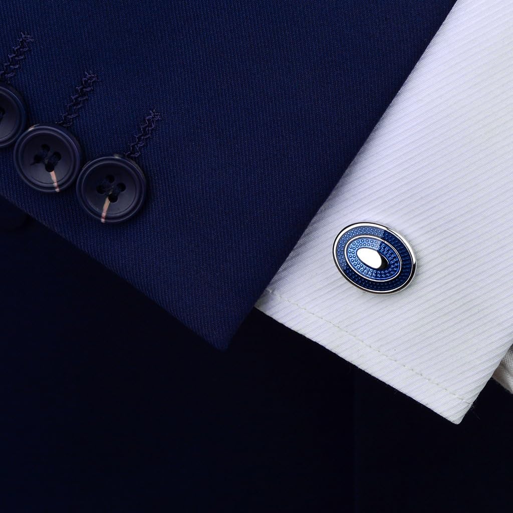 Gemelos de Camisa Francesa para Boda de Hombre, con diseño Ovalado, con Clavos para la Manga y Acabado galvanizado.