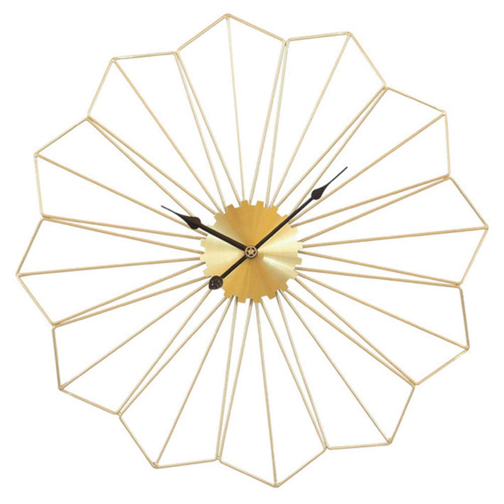 Reloj de Pared, Reloj de Pared Metal con Forma Flor Dorado 60x60x5cm