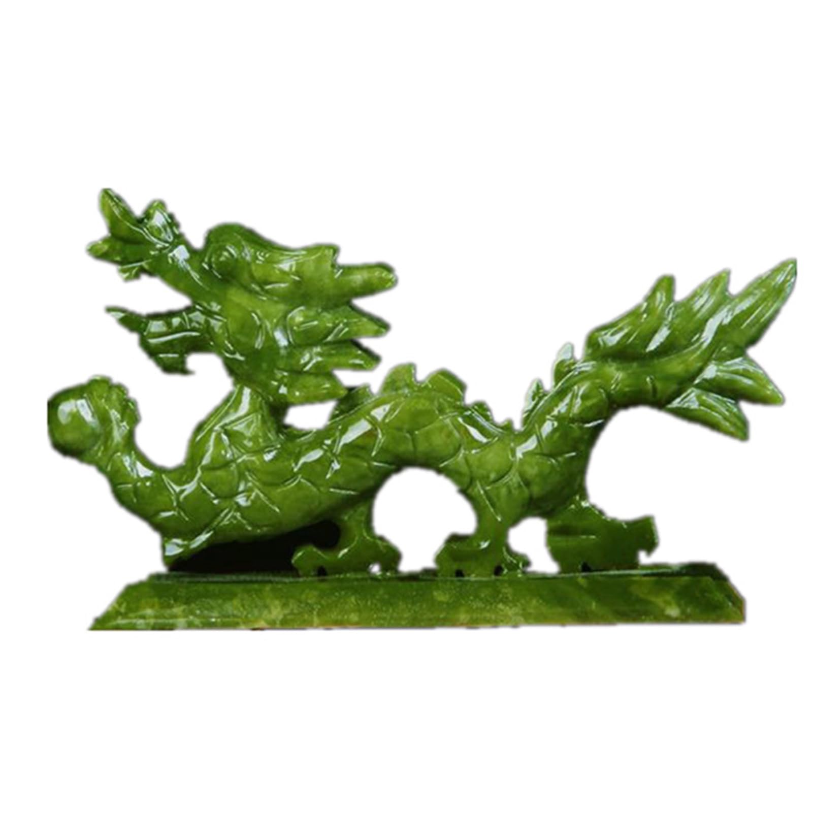 Aventurine verte authentique : statue de dragon animal de 20 cm, sculpture de prestige en jade.