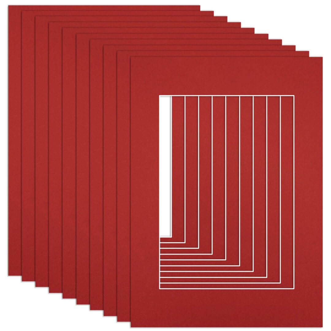 Procut Global 7x5" Crimson Picture Mounts to Fit 5x3.5" Aperture - Precision Cut Cardboard Photo Mount - Ideal for Frames, Prints, Artwork & Certificates - Sizes & Colours Available - 10 Pack โ image 1