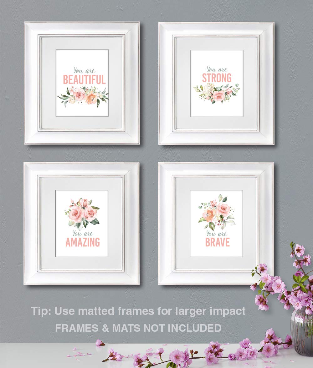 SHOXREM 32 Floral Inspirational Postcards - 6x4 Inches, Watercolor Designs, Motivational Quotes For Mailing