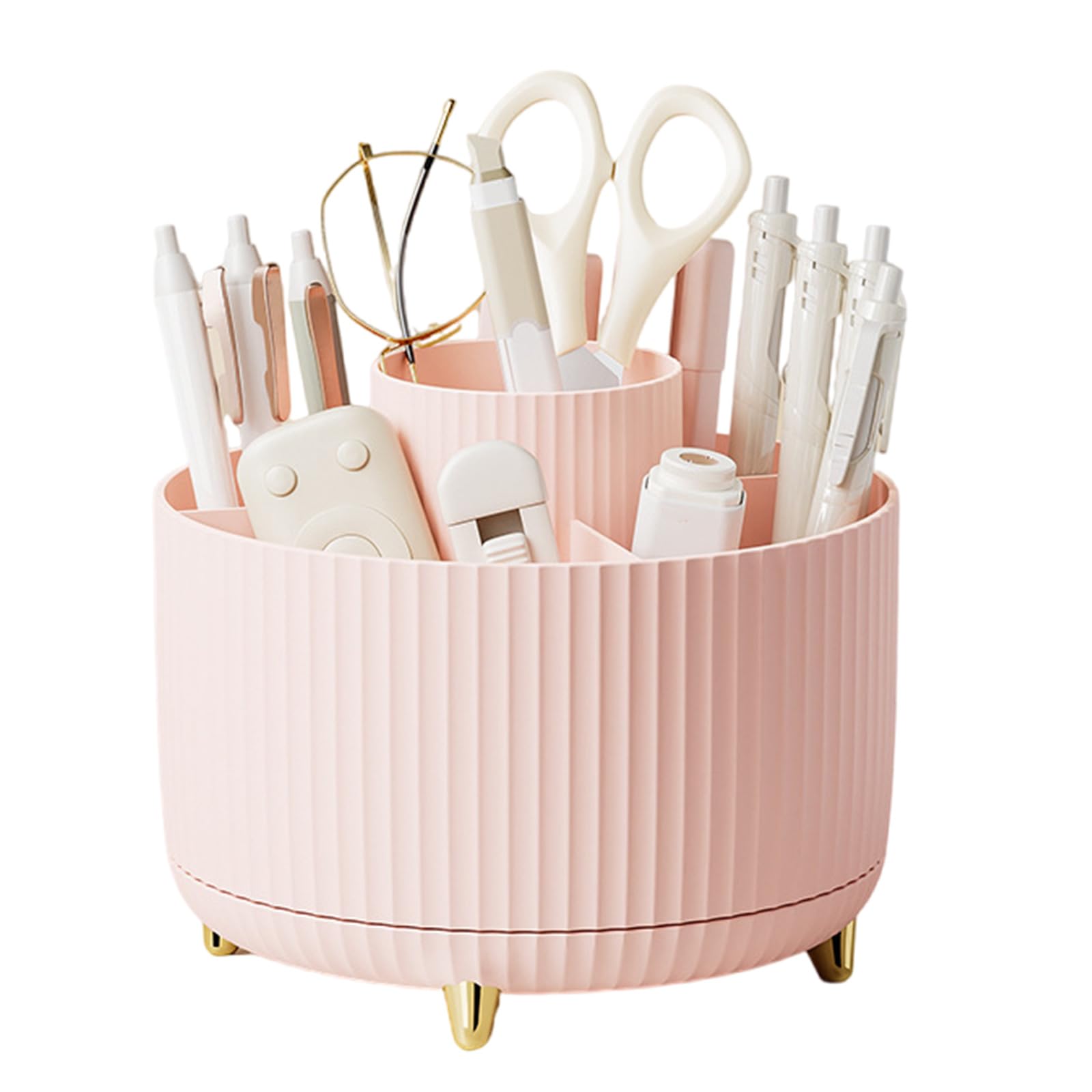 HDOYTXXM Rotating Desk Stationary Organiser Pen Pencil Holder 6 Compartments Art Supply Organiser Makeup Supplies Storage Holder Desk