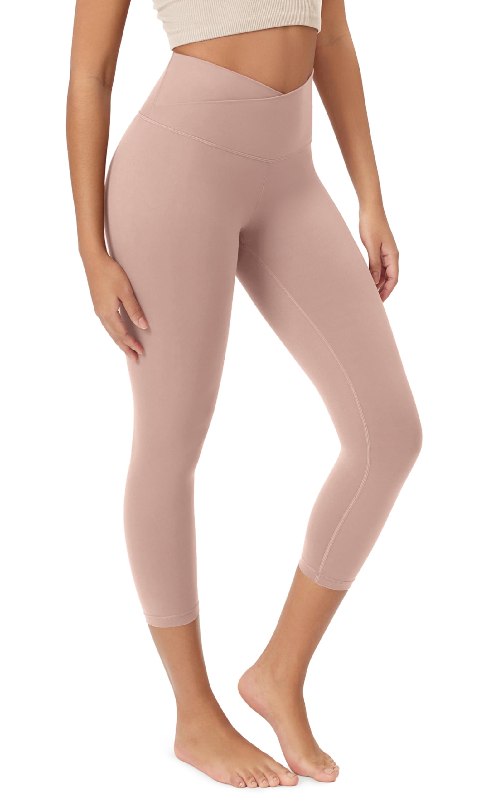 ODODOS Women's Crossover Leggings with Back Pocket, 23" / 25" / 28" Buttery Soft V High Wasit Lounge Yoga Pants