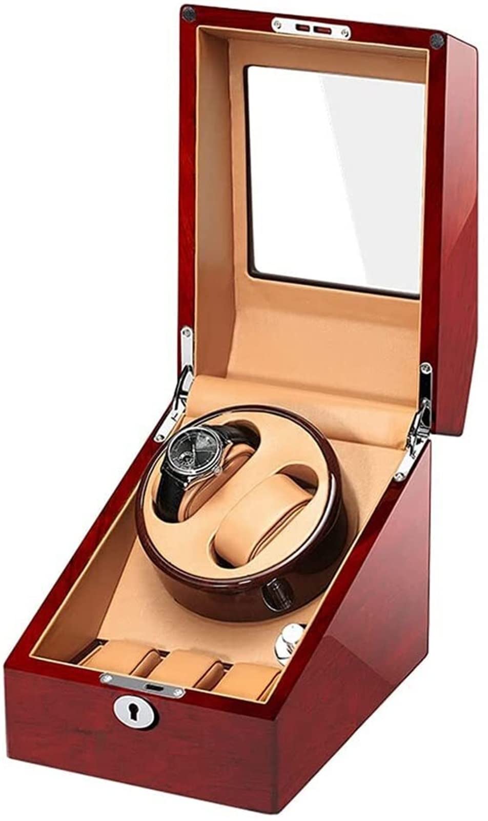 Luksusowy Watch Nawijarka do automatycznych zegarków, Wood Shell Piano Finish z dodatkowymi zegarkami magazynami Silent silnik elastyczny oglądany poduszkę Wstrząsacz(A)