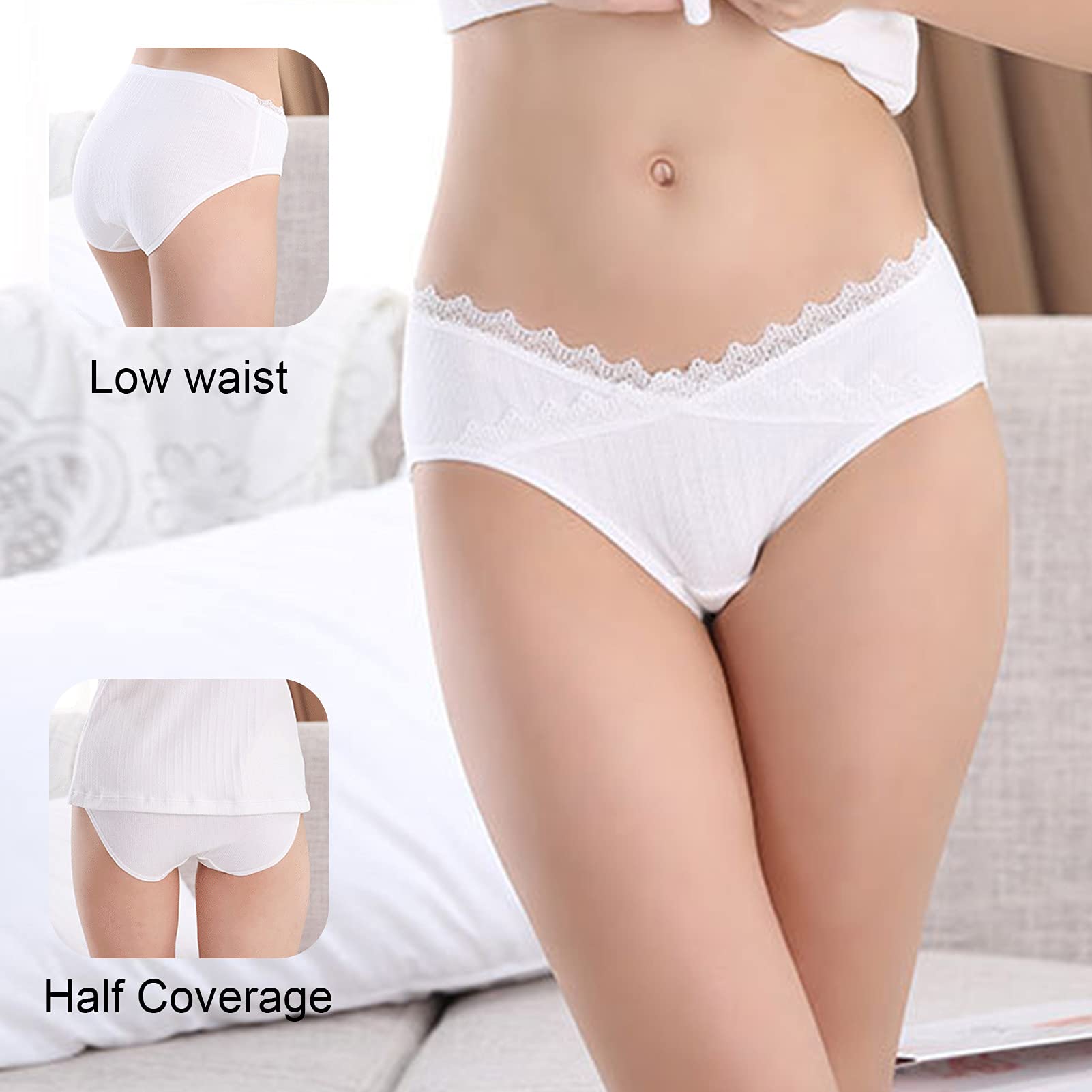 Wysokiej Jakości 6 Paczka Damska Bawełniana Bielizna Macierzyńska Niska Talia Koronki Ciężarne Majtki Wygodne majtki(Color:B,Size:M)