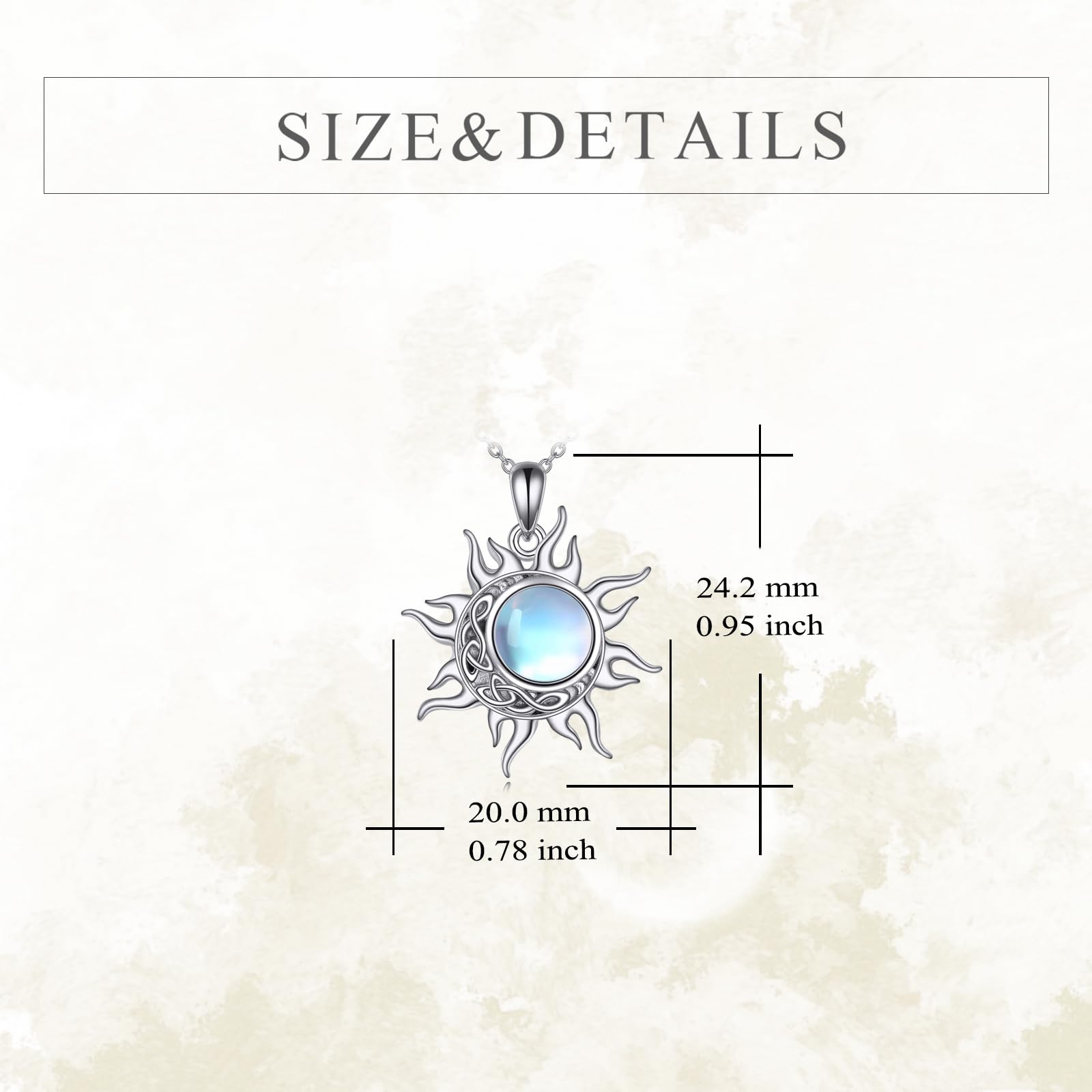 YFN Cadena de plata de ley y luna con colgante de sol y luna, joya de bruja para mujer, regalos para amantes de la naturaleza, Normal, Plata esterlina, No es una piedra preciosa