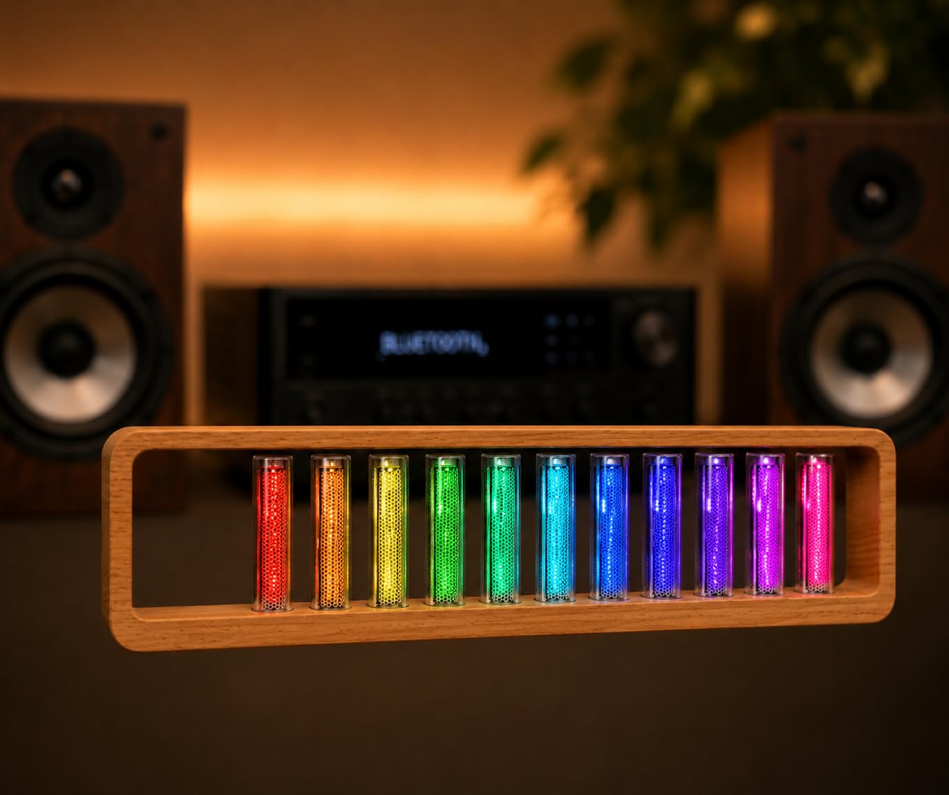 Nixie - Luce ritmica, spettro musicale con 12 orologio Nixie, lampada spettro automatica per il rilevamento della musica, 30+ modalità di colore, luminosità regolabile, per decorazione interna feste