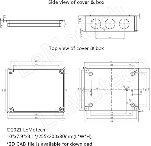 Miniatura 6 de LeMotech - Caja de derivación universal de plástico ABS resistente al polvo, resistente al agua, IP65, color blanco