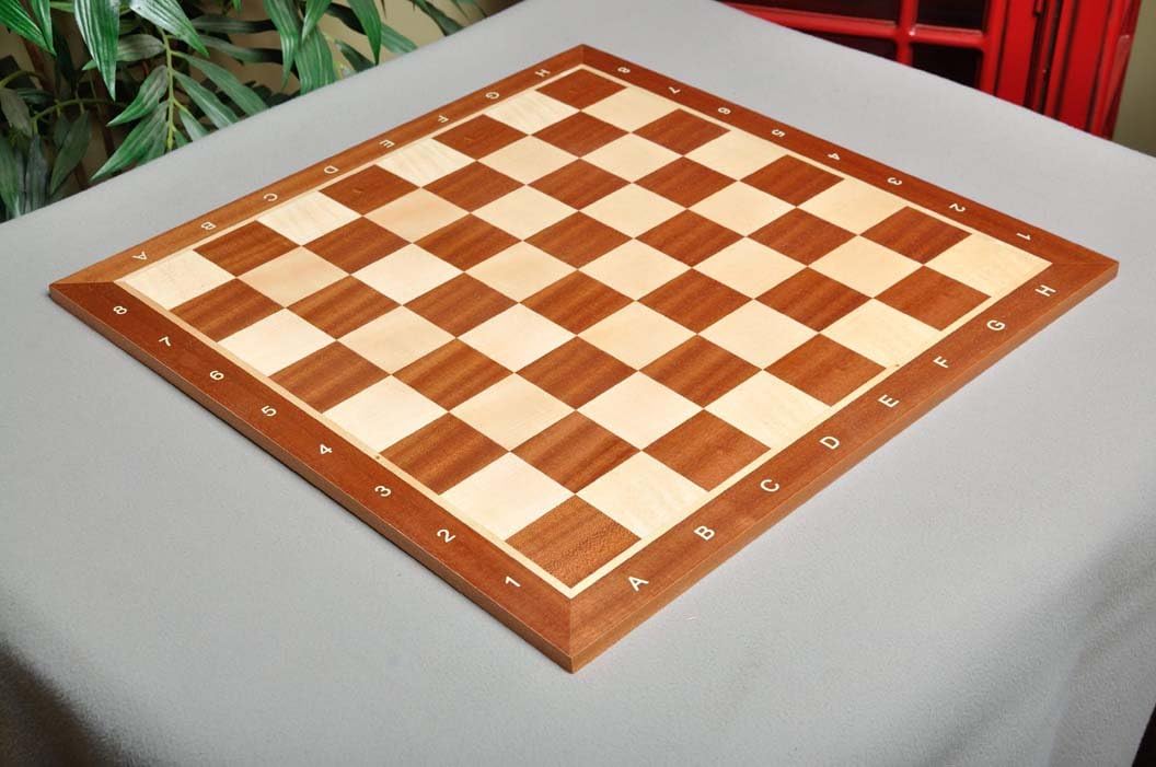 The House of Staunton Mahogany & Maple Wooden Tournament Chess Board - 2.25" with Notation