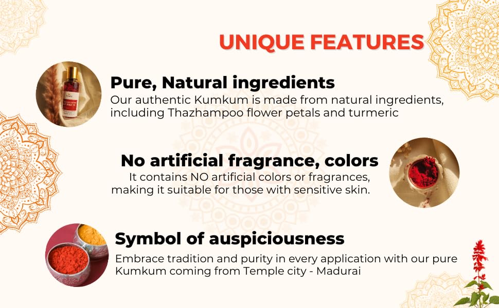 Tvishi Thazampoo Kumkum I Pure Authentic Traditional Aromatic Organic I Maroon Sindoor Non-Stain Powder for Women (50 gms) - Image 2