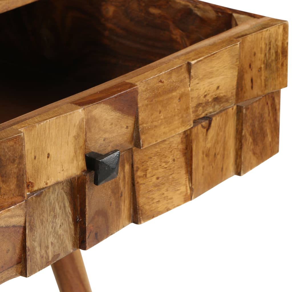 Tavolino da salotto in legno massello di acacia, marrone miele, 110 x 50 x 37 cm | Elegante tavolino da salotto con cassetto e ripiano in vero legno per uno spazio aggiuntivo.
