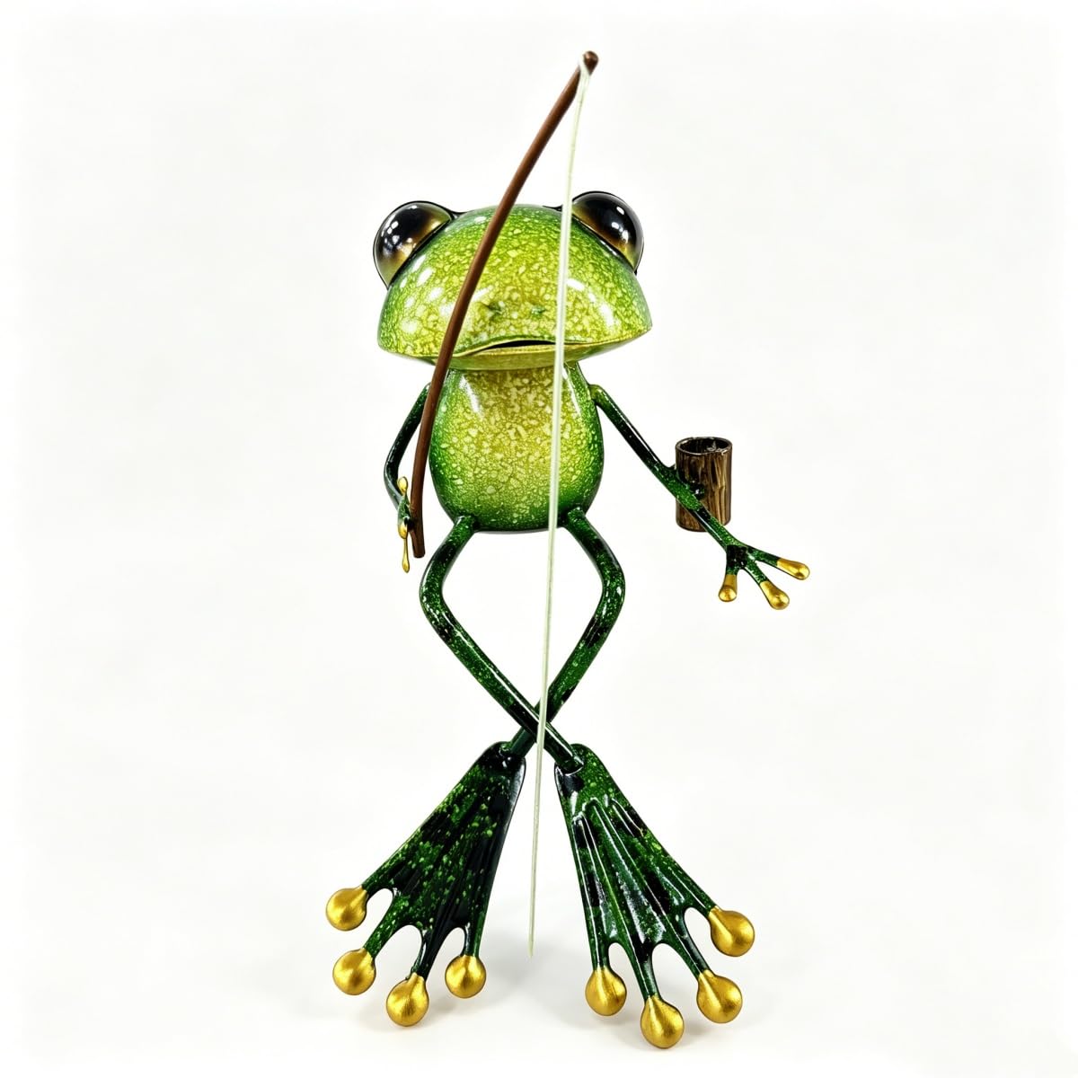 Metal Frog Garden Statue, Weather Resistant Whimsical Frog Yard Art Sculpture, Cute Animal Figurine Ornament for Outdoor Lawn Patio Porch Pond Backyard, Indoor Home Garden Decor & Gardening Gift