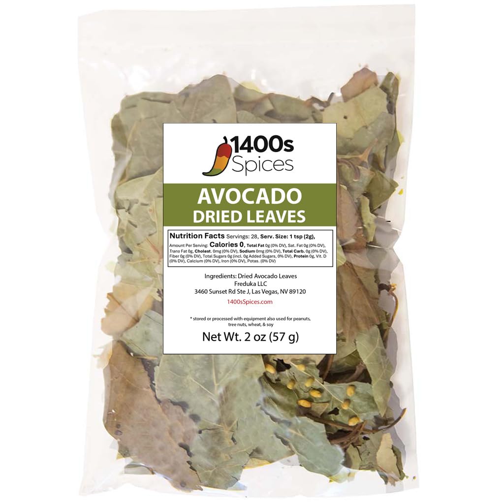 2oz Avocado Leaves Dried, Hojas de Aguacate Seca, Leaf Tea by 1400s Spices