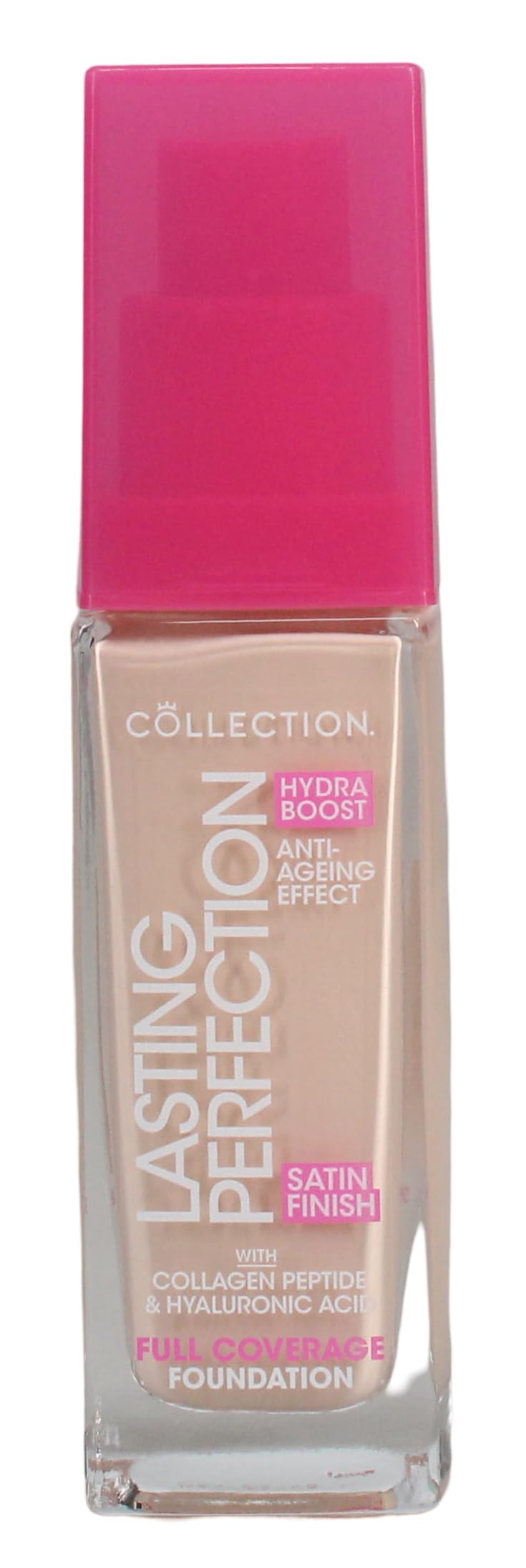 Collection Cosmetics Lasting Perfection Satin Foundation, Full Coverage, with Hyaluronic Acid, 4W Extra Fair Warm 27ml
