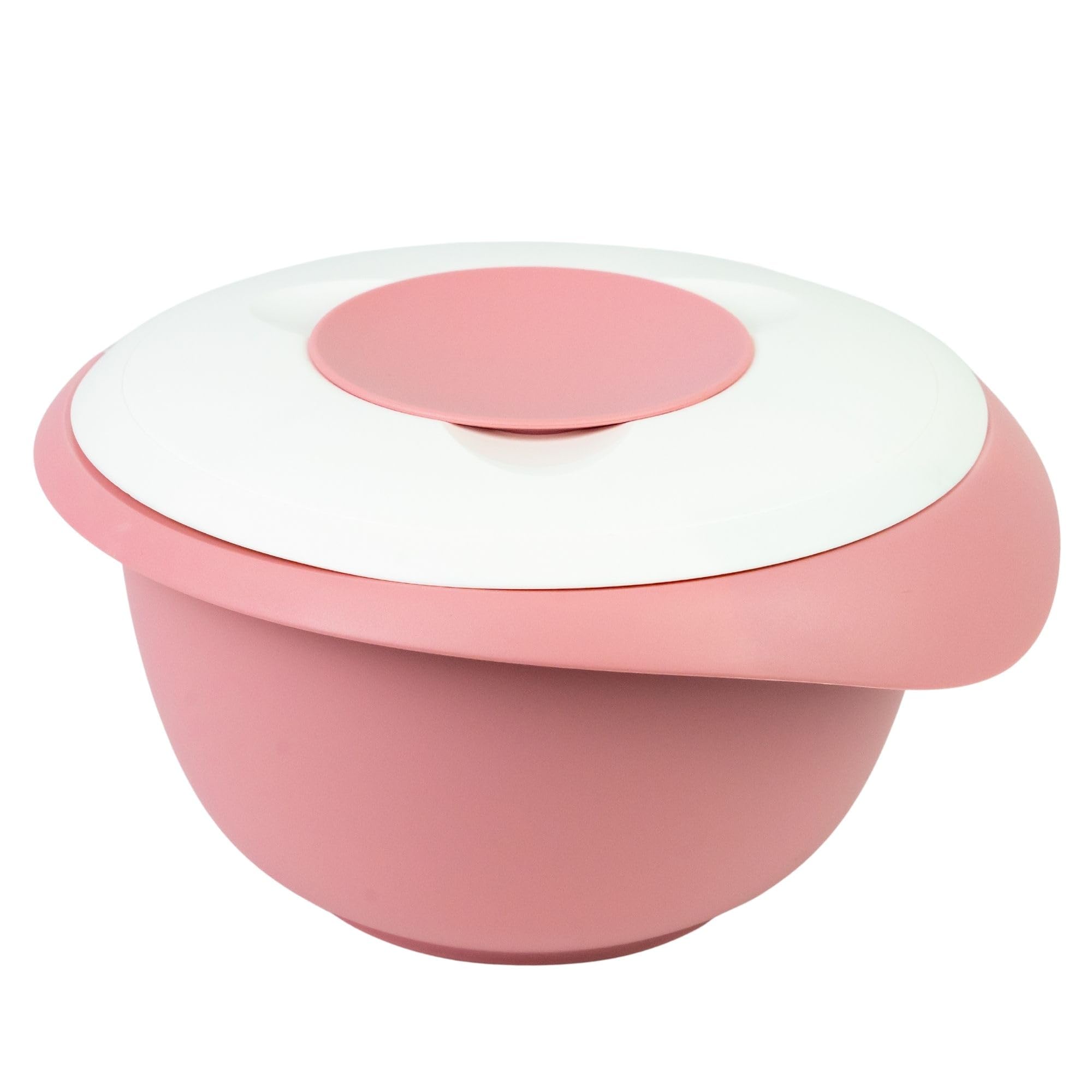 Westmark Backschüssel 3,5l - inkl. Ausgießer - zweiteiliger Deckel - BPA-freie, rutsch- & spülmaschinenfeste Rührschüssel (rosa/weiß)