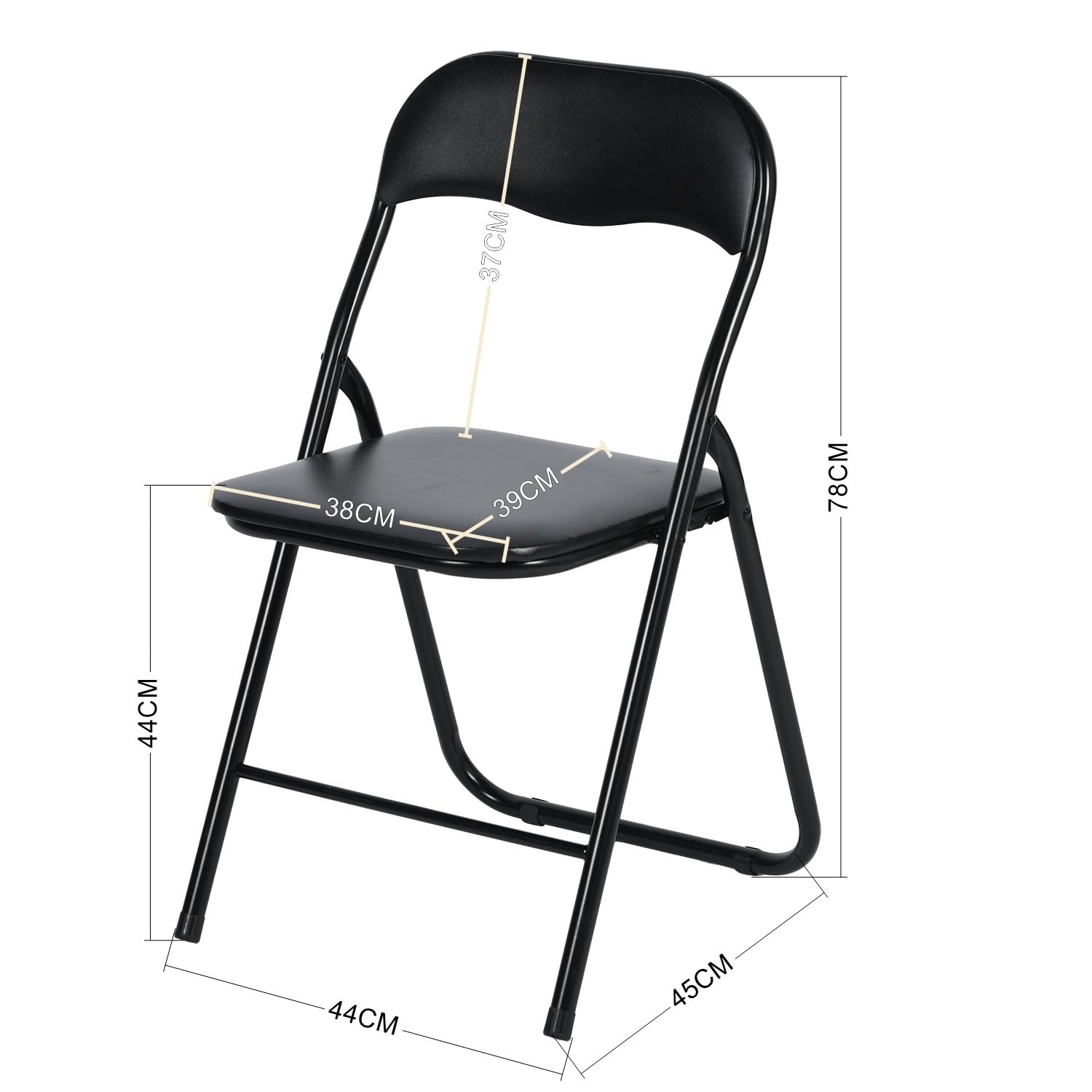 Juego De 4 Sillas Plegables De Acero Negras Portatil Multiples Para Fiestas Set