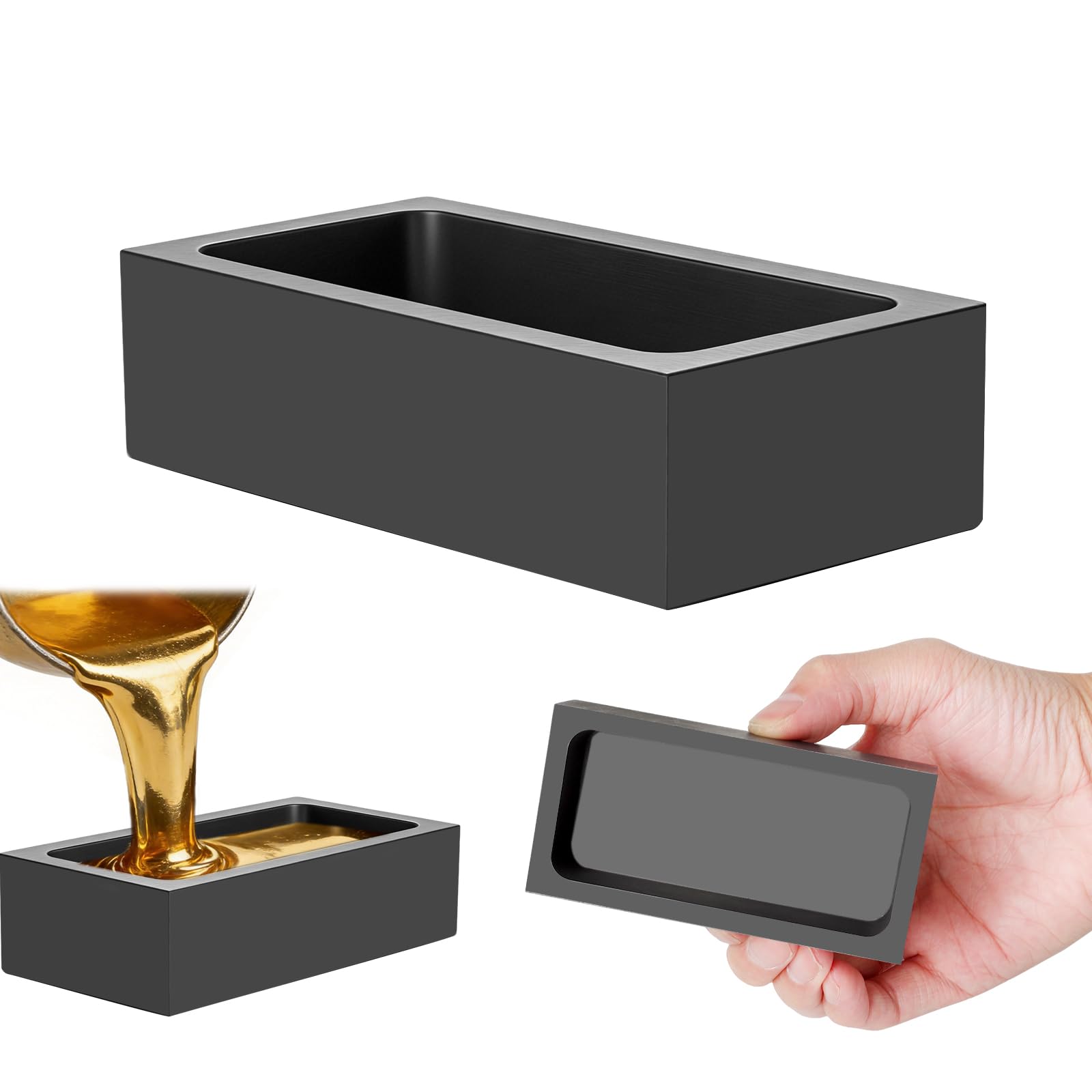 Kokille in grafite ad alta purezza, forma a barretta di grafite, oro-argento, alluminio, rame, ottone, zinco, piombo, pressofusione Confezione da 1 kg