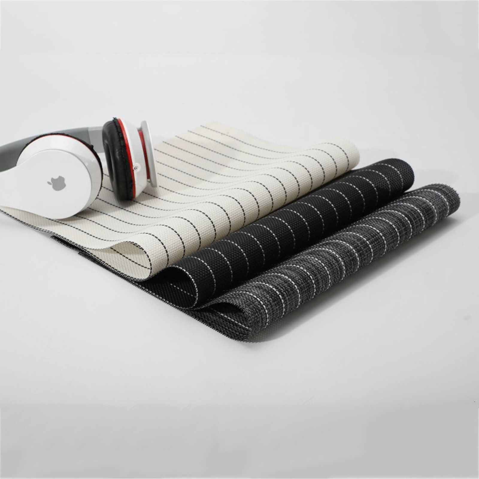 Platzset Modern 10 Stück, 45 x 30 cm Weiß Platzset Antirutsch 70% PVC+30% PET Rechteck, Rechteck mit Streifen
