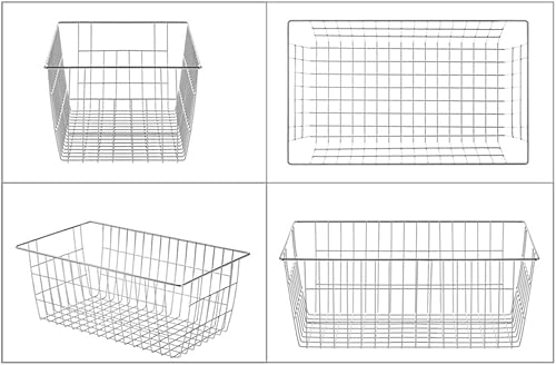 Miniatura 4 de SANNO Cestas para congelador, organizador de alambre de metal, cestas para almacenamiento de despensa, organizador de alimentos de alambre de metal