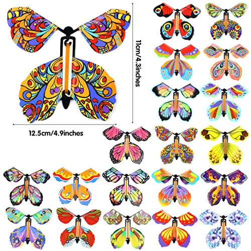 lomimos 20pcs flying butterfly magic wind up butterfly toy gift for kids surprise explosion box wedding birthday party book greeting card20 styles