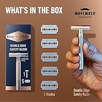 Vista 2 de King C. Gillette Safety Razor with Chrome Plated Handle and 5 Platinum Coated Double Edge Safety Razor Blade Refills, Holiday Gifts for Men