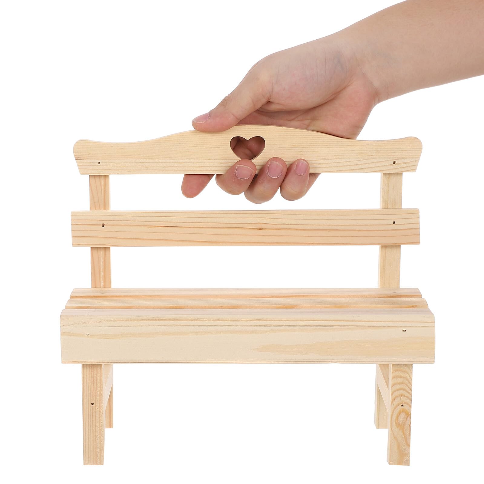 LIOOBO Dekorative Miniatur Holzbank aus Kiefernholz Natürliche Kleine Gartenbank Deko Multifunktionale Landschaftsfigur für Schlafzimmer Schreibtisch und Puppenhaus als Foto Requisite