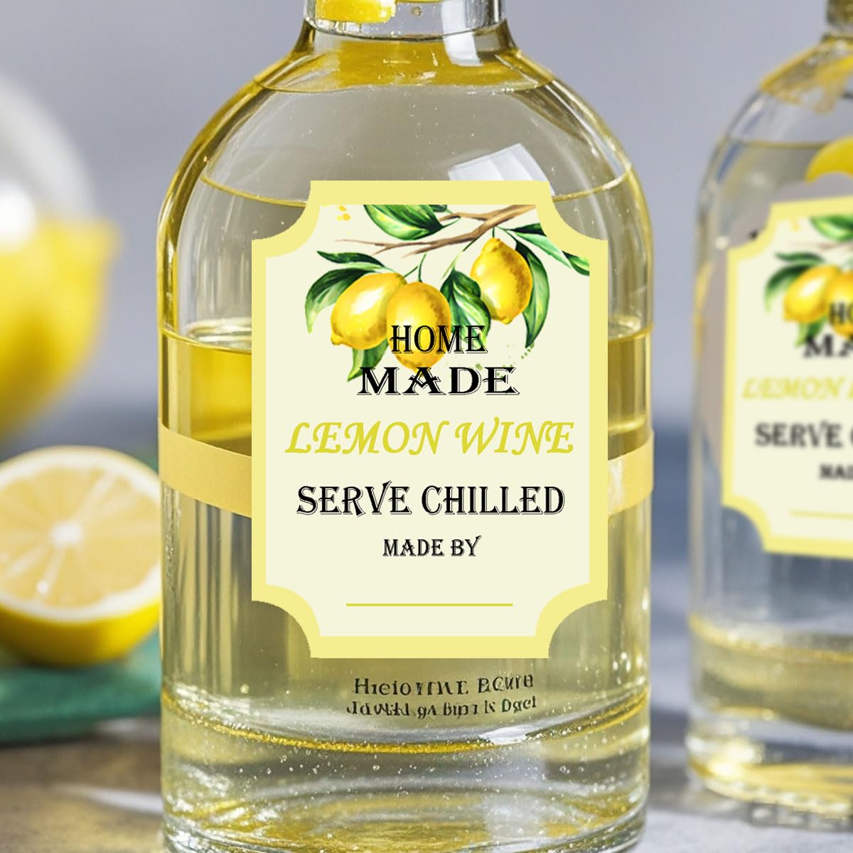 18 Etichette al Limone Fatte in Casa per Bottiglie di Vino e Bevande, Adesive Fai da Te (5 x 7,6 cm)