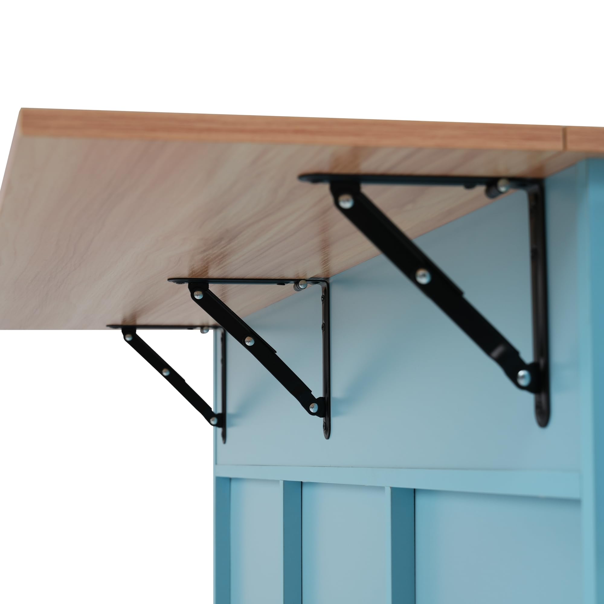 soges Carrello da cucina con ruote, multifunzione, blu, MDF, blu dipinto, 129cm x 76cm x 91,5cm