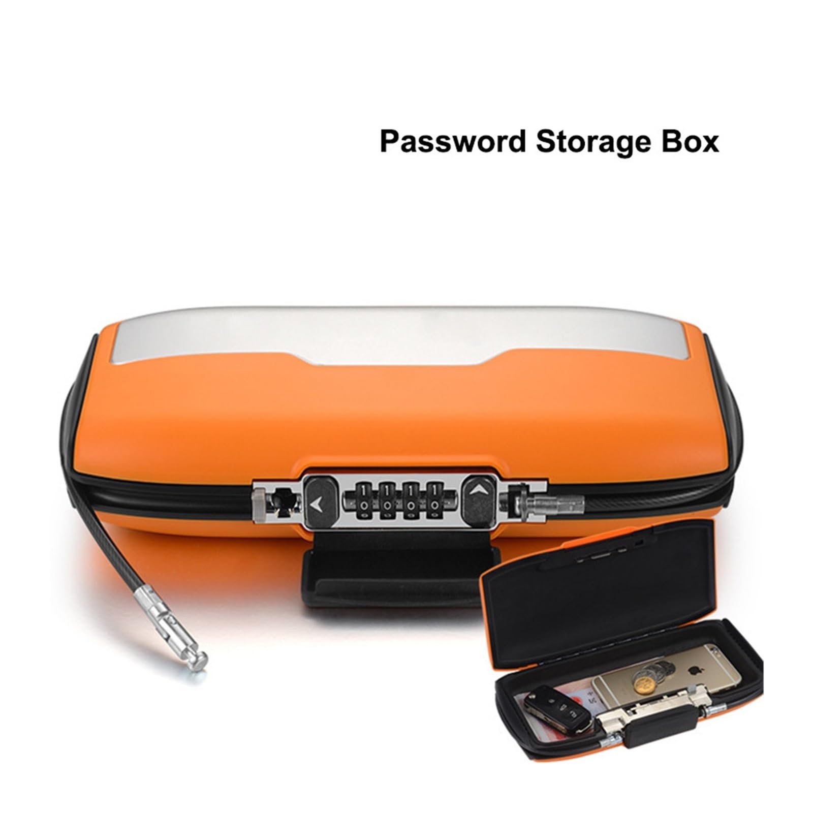 Cassaforte, cassaforte per la casa, Cassetta di sicurezza con chiave portatile, cavo metallico di sicurezza con blocco password sicuro fisso for gioielli Cash Card Mobile Phone Alloy Storage Safe Hidd