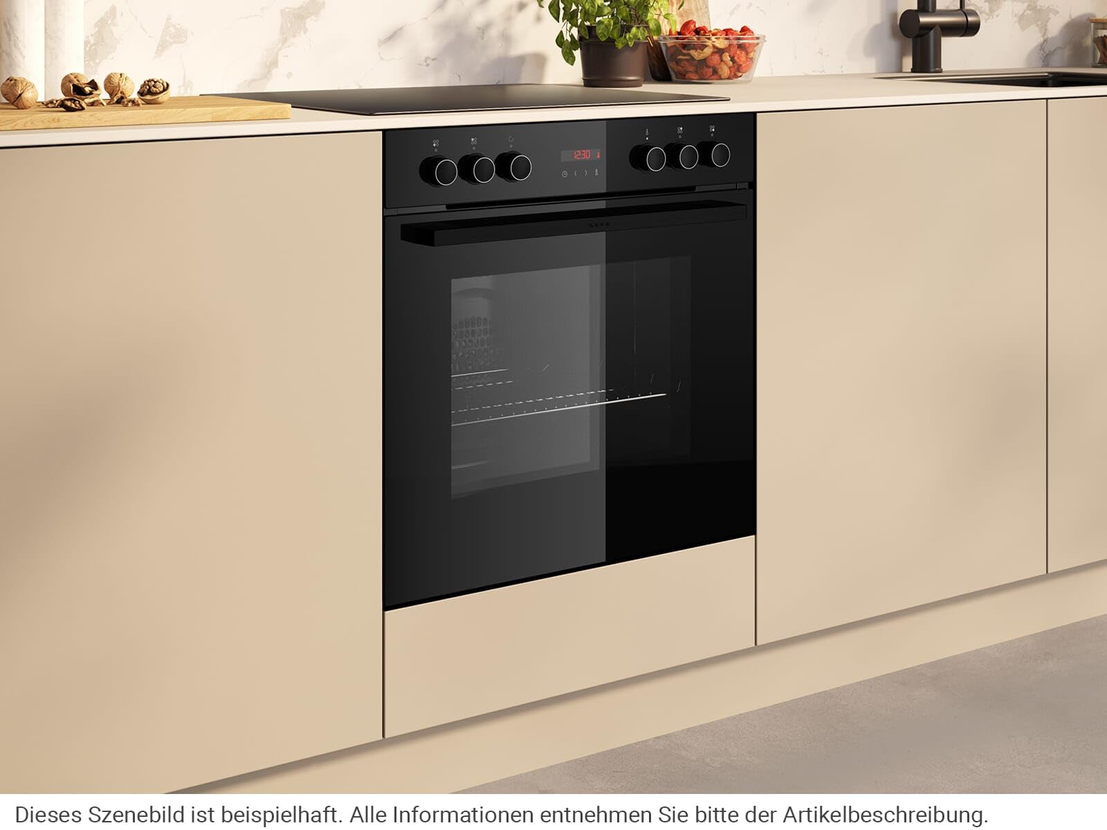 NEFF EX4PB0 zestaw kuchenek, składający się z kuchenki E2CCG6AK3, 60 x 60 cm, samoczyszcząca piroliza, CircoTherm, wyświetlacz LED i M16SRF0L0 elektryczna płyta grzewcza, strefa pieczenia, rama ze