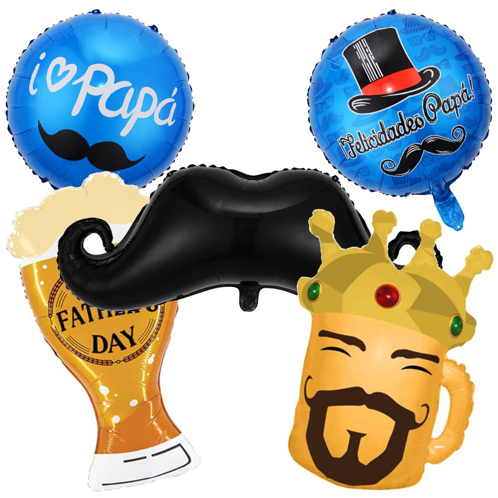 Fathers Day Balloons, Papa Foil Balloons for Father's Day Party Dad Birthday Party Decorations - 5Pcs