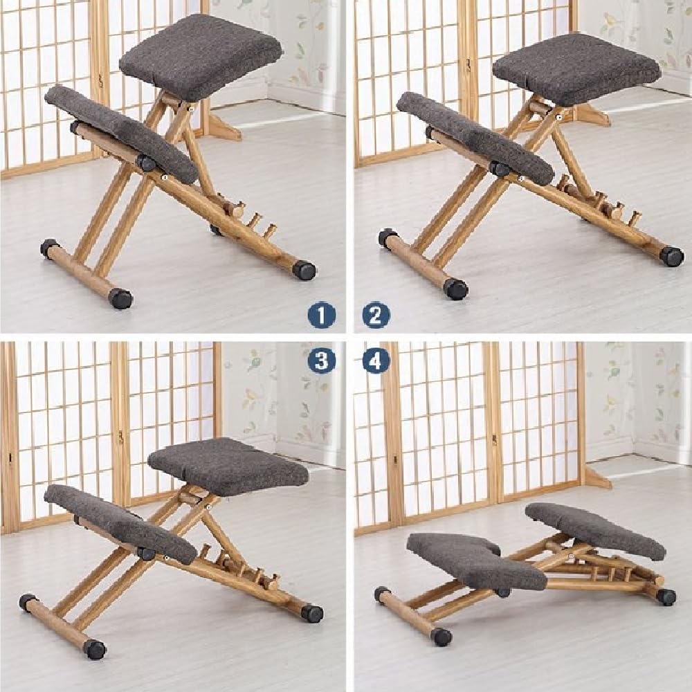 Silla ortopédica de rodillas con altura ajustable, diseñada ergonómicamente para corregir la postura y proporcionar alivio, ofreciendo un apoyo moderno para uso doméstico y de oficina