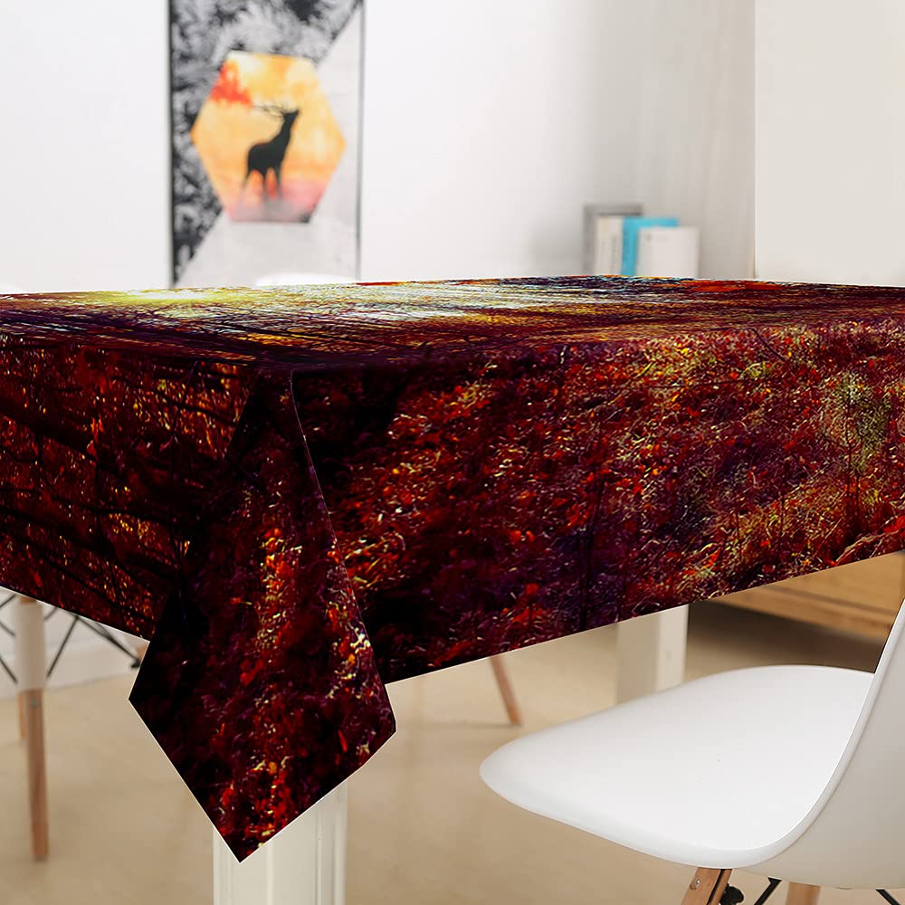 FANSU Tovaglia Idrorepellente, Rettangolare Impermeabile Antimacchia 3D Paesaggio Cucina Lavabile Copritavolo Quadrata Tavolo Panno per Sala da Pranzo Giardino (Cascata,140x140cm