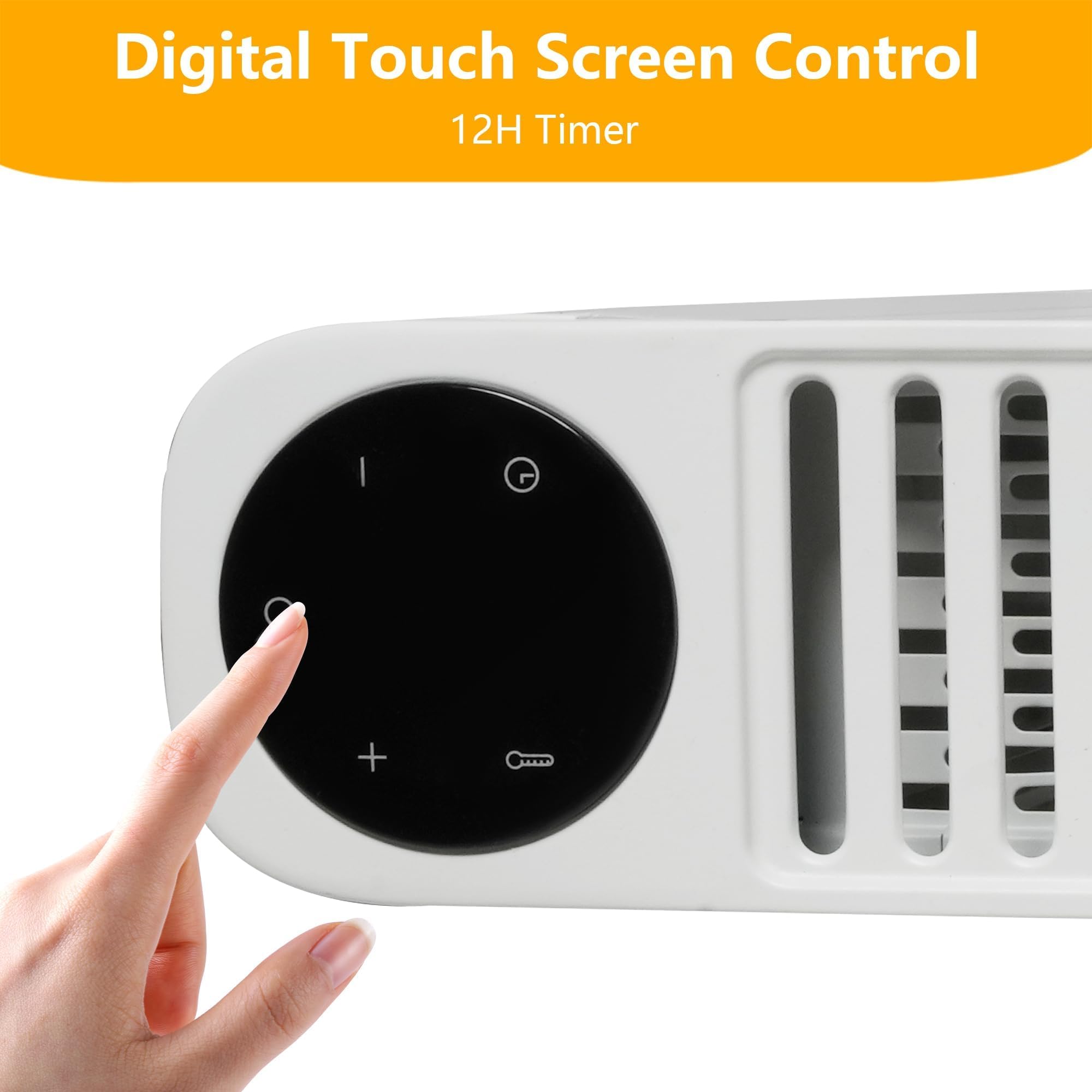 Clarfey 1500W White Convection Heater, Radiator Electric Heater with LED Touch Screen Control, Tip-over & Overheat Protection, 3 Heating Modes, Portable Panel Heater for Bedroom Home Office