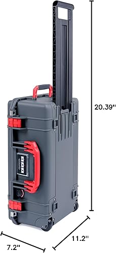 Miniatura 3 de Pelican Color Case Charcoal Pelican 1535 Air Funda con asas y pestillos rojos. Viene vacía y con ruedas.