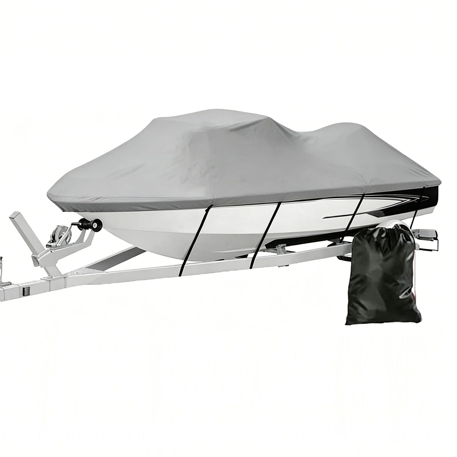 BPQYSBLD 420D Oxford Custom Boat Cover Heavy Duty for Nitro Boats Z21 2015-2025 Trailerable Marine Cover Waterproof UV Resistant All Weather Protection,Graystyle