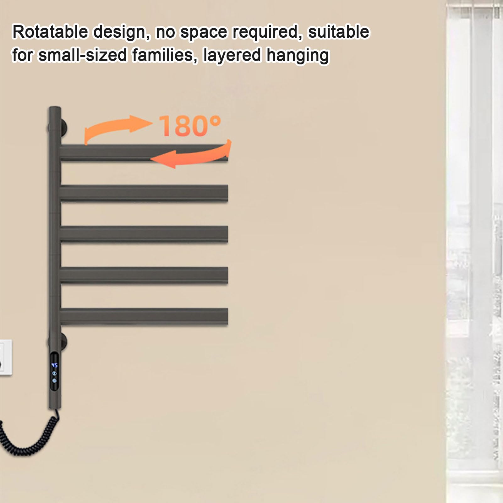 Toallero eléctrico con calefacción, calentador de toallas de acero inoxidable montado en la pared con control de temperatura y temporizador, ideal para baño, hotel, salones y spas