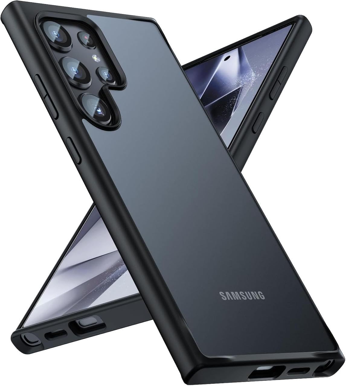 Premium Hülle für Samsung Galaxy S24 Ultra – Robust, stoßfest & stilvoll! Airbag-Technologie für Schutz auf Militärniveau. Kratzfest, griffig & sorgt für höchsten Komfort (Schwarz, Samsung S24 Ultra)
