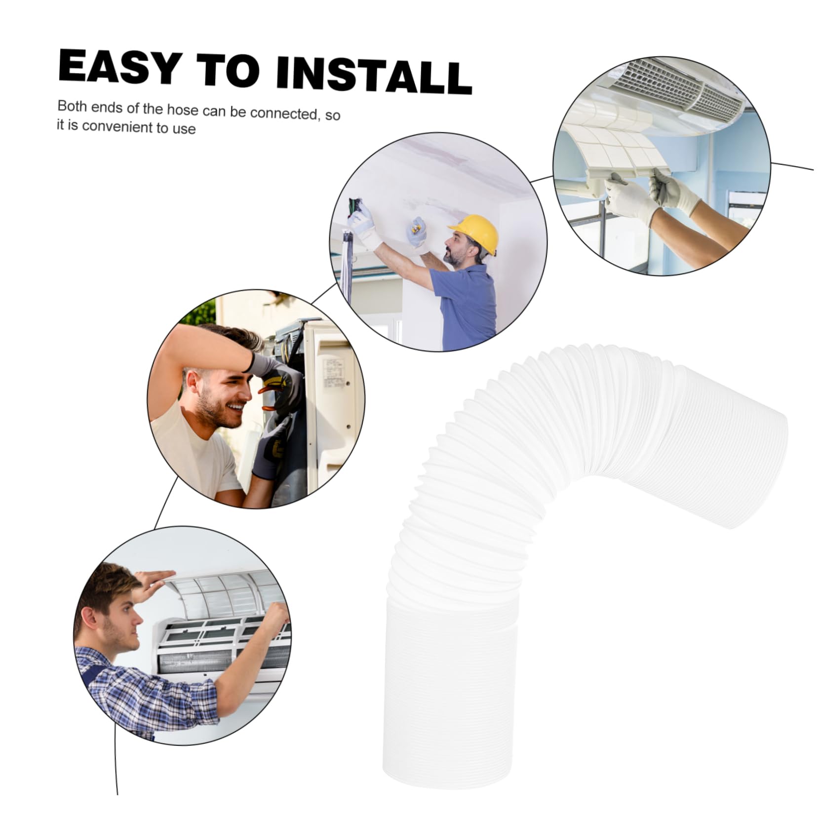 TOPBATHY Tubo Flessibile Buona Elasticità in PPR per Condizionatore Portatile e Facile da Riporre Bianco Estensibile Estremità Connesse per Ventilazione Efficiente