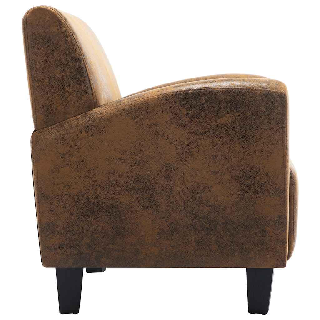 Fotel na sofę z imitacji zamszu, brązowy, 70 x 69 x 72 cm z wyściełaną poduszką do siedzenia, ergonomiczny fotel relaksacyjny z wytrzymałą ramą, komfortowa pozycja siedząca