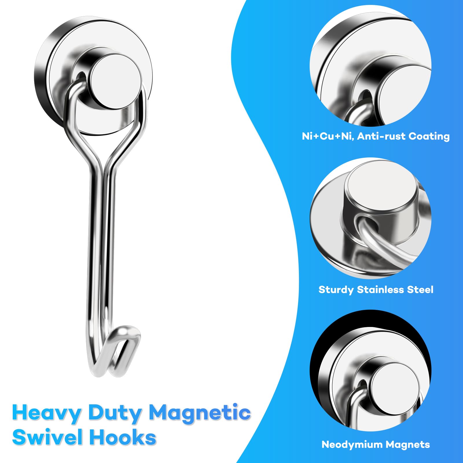 Snapklik.com : TRYMAG Heavy Duty Magnet Hooks, 30LBS Swivel Neodymium ...