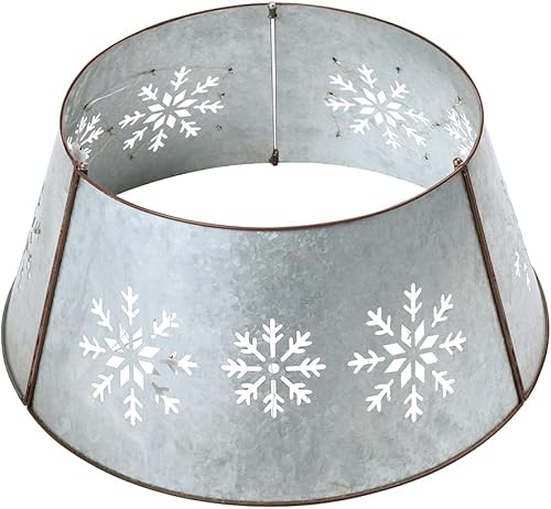 Miniatura 6 de Glitzhome Anillo de árbol galvanizado con forma de copo de nieve de 21 "D para decoración de Navidad