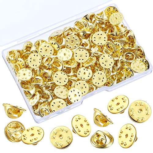 Mudder 50 Pieces Pin Backs Gold Metal Locking Pin Backs Brass Butterfly Clutch Badge Insignia Name Tag Lapel Pins Replacements