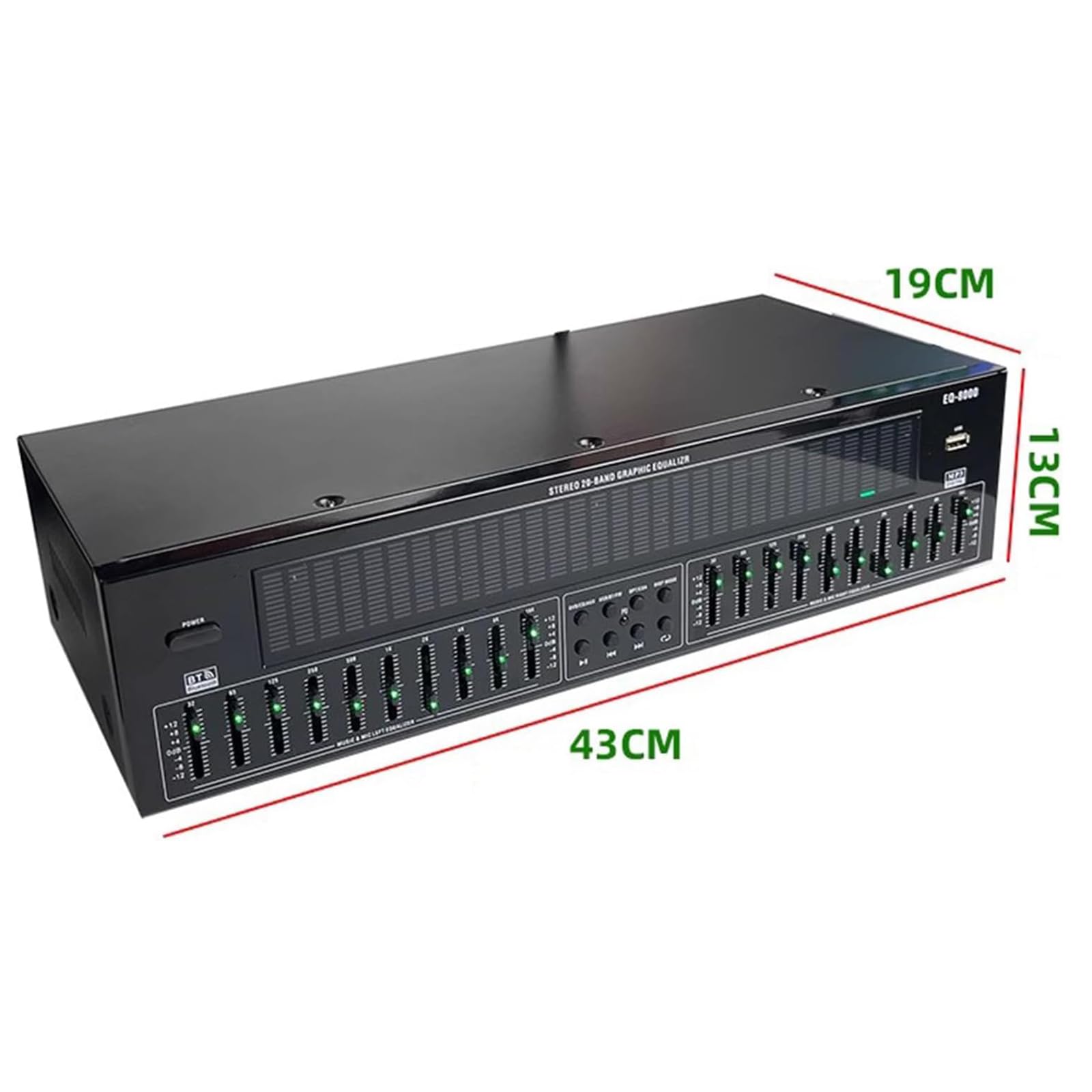 31-Band Grafik Equalizer Digital Equalizer mit Bluetooth 5.4 Optisch-Koaxiale Audio-Decodierung 12 Rhythmusmuster für Heimkino KTV Tonstudio DJ Schwarz