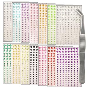 NIACONN 14 Colors Face Jewels Gems Stick On, (14 Sheets/2268 Particles) Self Adhesive Rhinestone Hair Gems Stickers for Makeup & DIY