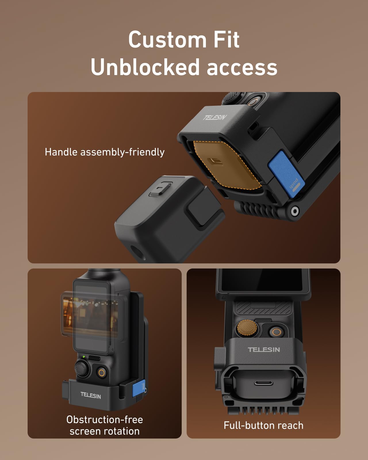 TELESIN Pocket 4 3 Soporte magnético, Adaptador de expansión, Accesorio para dji Osmo Pocket 4 3, 180°, Mango Ajustable, Soporte de Metal con Orificio roscado de 1/4 Pulgadas y Soporte para Zapata