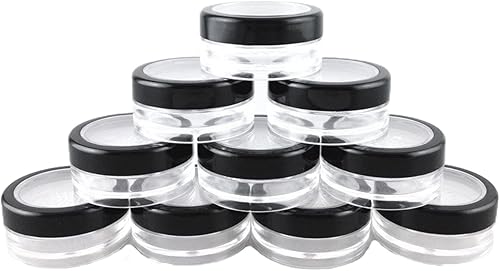 yueton 10pcs Ventana Abierta Borde Negro 0.35 oz Vacío Plástico Transparente Polvo Compacto Contenedores Cosméticos