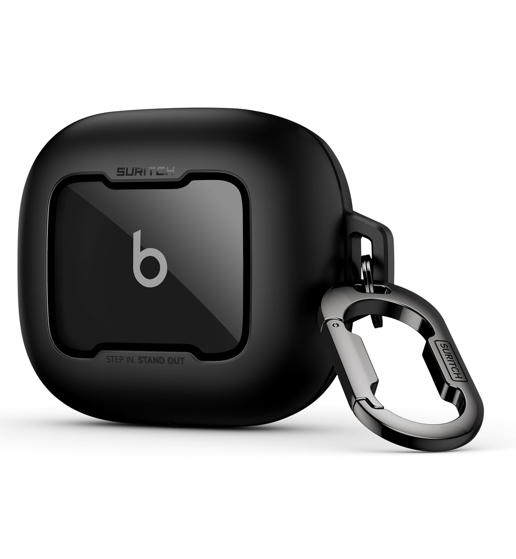 Photo 1 of SURITCH Case for Beats Powerbeats Fit Case Cover, Magnetic Bumper Cases for Powerbeats Fit Earbuds 2025, Shockproof Protective Cover with Magnetic Lock & Carabiner for Workout, Sport, Travel, Black